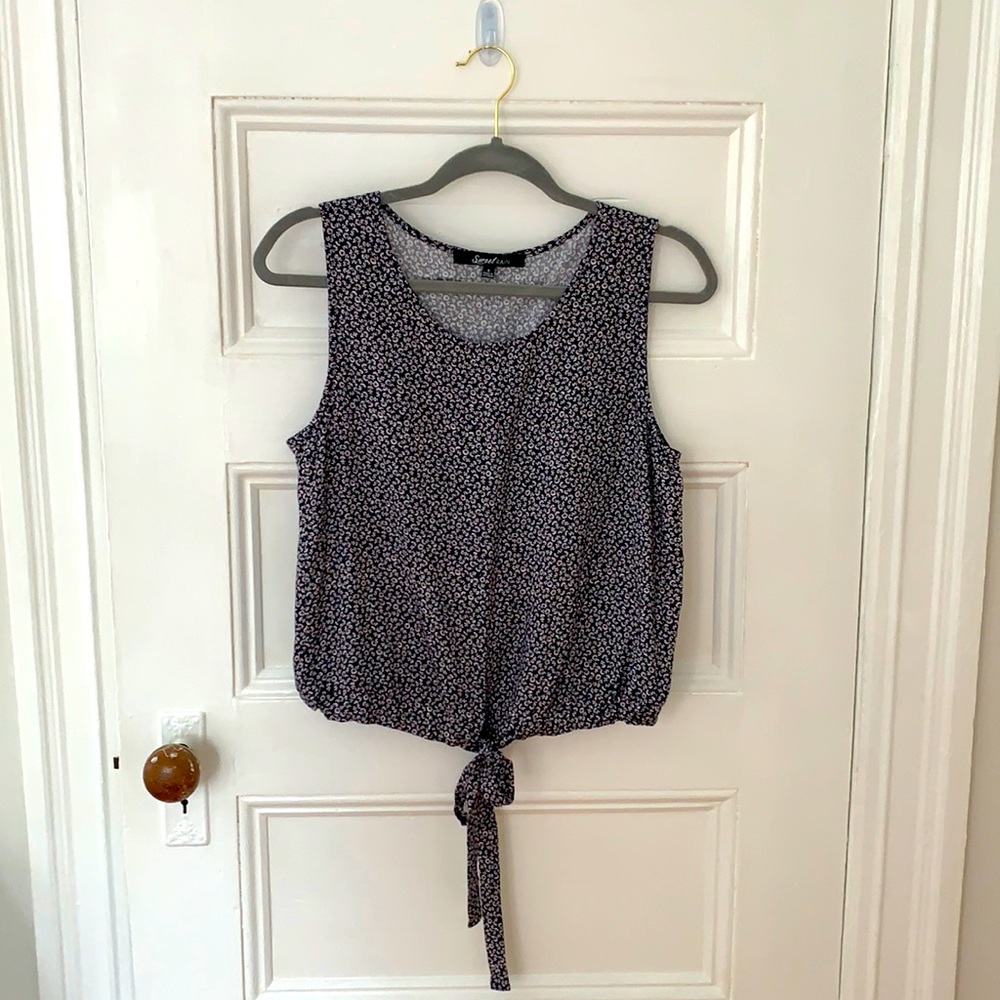 Blue floral tank blouse